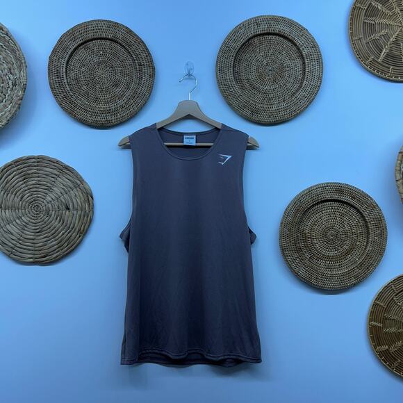 Gymshark Neutral Brown Logo Athletic Workout Tank Mens Large Spoty Activewear - Picture 1 of 5